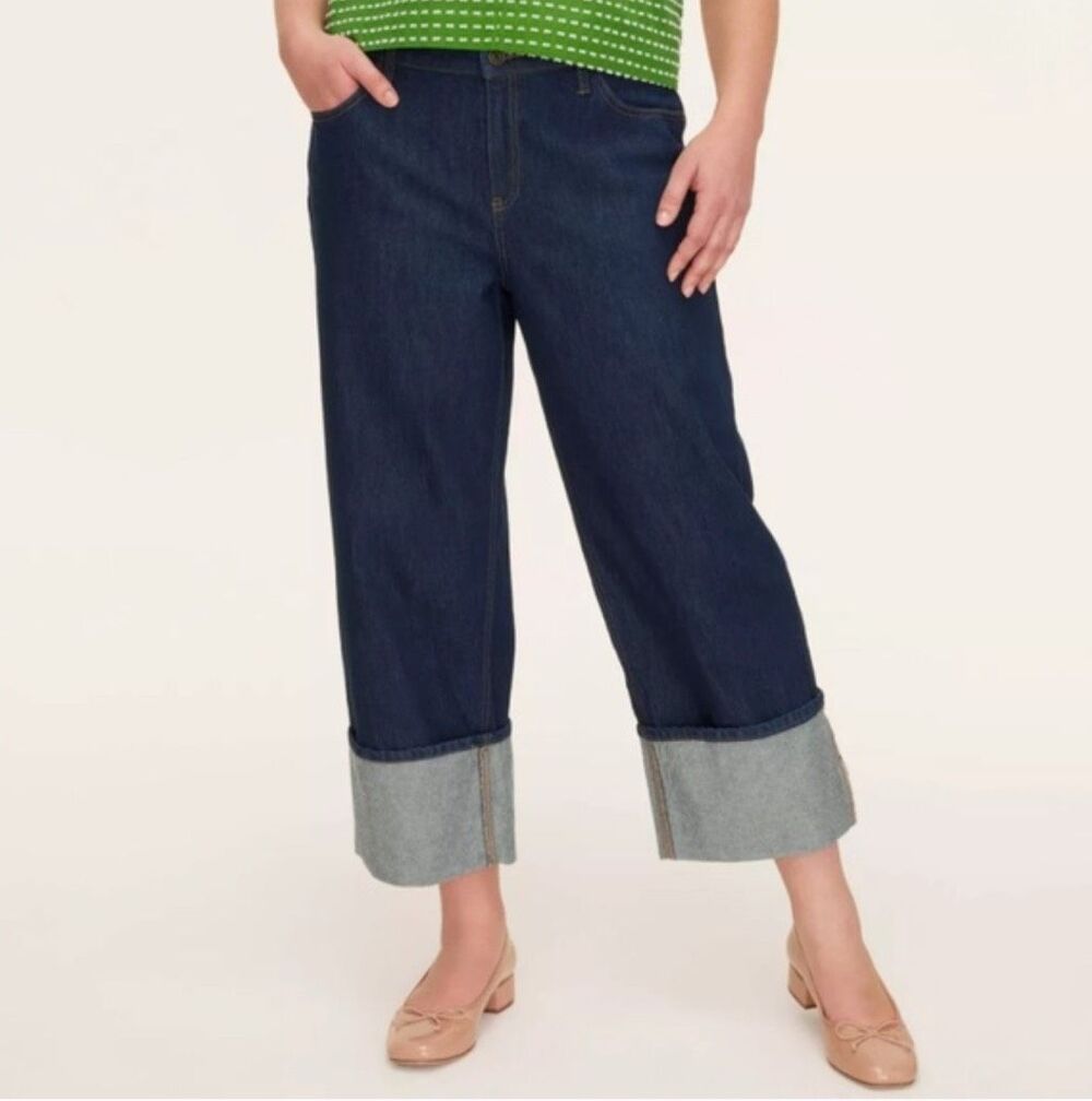 Kate Spade x Target High Rise Straight Leg Wide Cuff Jeans 0 NEW